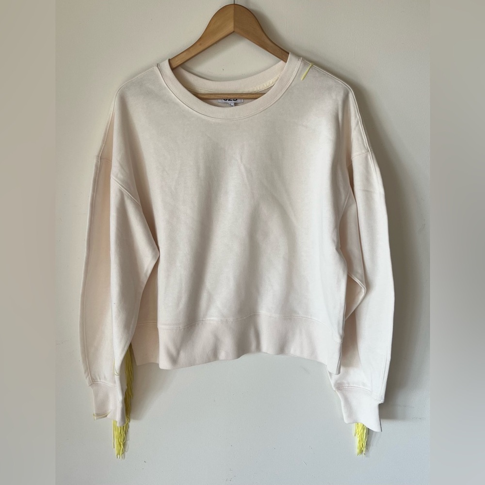 525 America Women's Ombre Fringed Sweatshirt Sweater Size Large Chalk Multi - Picture 3 of 9